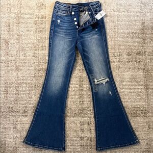 Flying Monkey Blue Distressed Flare Jeans